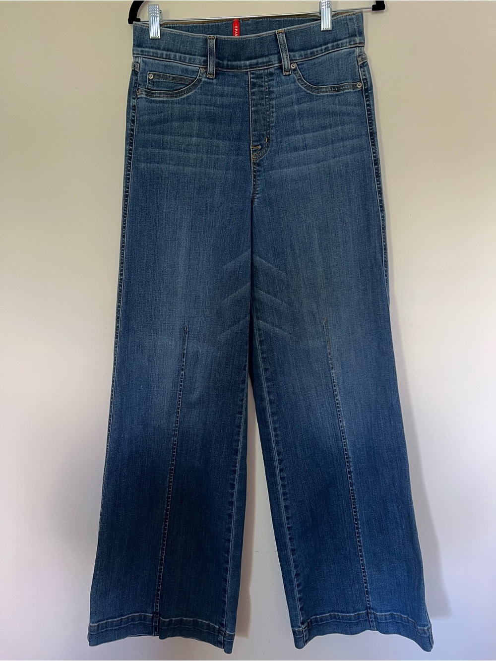 SPANX Wide Leg High-Rise Jeans in Medium Blue Wash